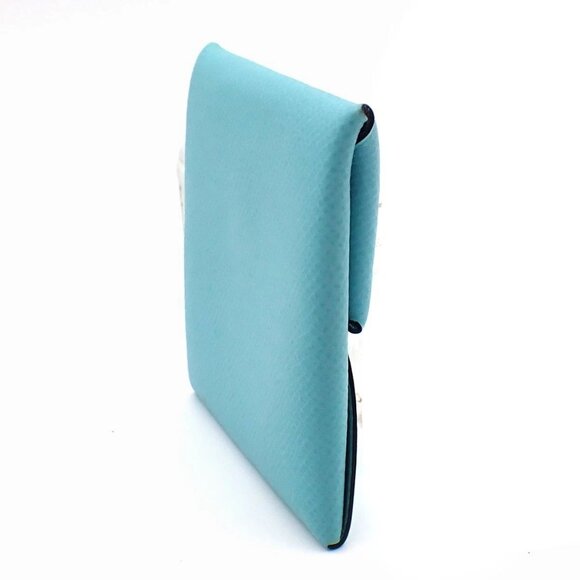 HERMES Logo Bastia Wallet Purse Coin Case Epson Leather Blue 38RL543 - Picture 3 of 11